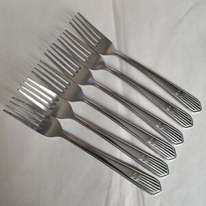 Walco Dinner Forks Stars & Stripes 6 Stainless Steel Forks Vintage Flatware